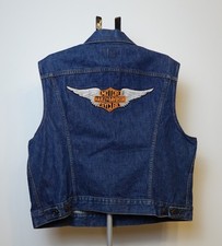Gilet vintage anni 70 Levis 70505 uomo 50 blu denim con ali Harley Davidson