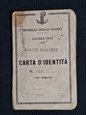 RARA Carta d'identità fascista RSI Ventennio Completa con Foto e Timbri 1945