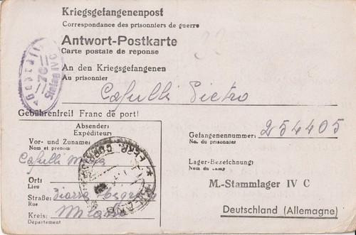 Cartolina imi stalag iv - iv, c