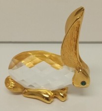 Swarovski Trimlite Crystal Gold Bunny Rabbit Figurine with Green Eyes