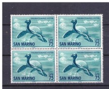 Francobolli San Marino 1965 Animali Preistoria 75 L MNH QUARTINA SAS696