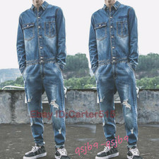 Mens Denim Jumpsuits Slim