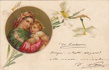 CARTOLINA *69 RELIGIONE CRISTIANESIMO MADONNA BAMBINO GESU DIO PADRE VIAGGIATA