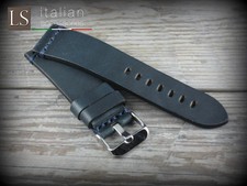 Cinturino orologio ILLINOIS 24 italiano vintage vera pelle di bufalo blu scuro
