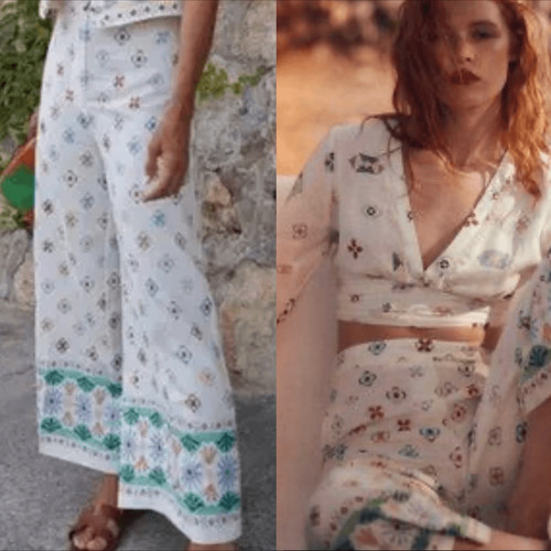 Set crop top - pantaloni, zara