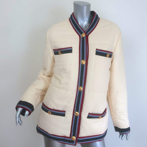Gucci web trim padded jacket - gucci,