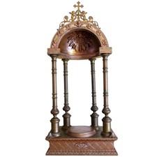 TEMPIETTO XXL RELIGIOSO 1800 SANTI VOTIVO ARTE SACRA CRISTO EX VOTO RELIQUIA...