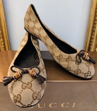 GUCCI BALLERINE TESSUTO “GG” Bamboo Beige Fiocchi e Charms CONDIZIONI ECCELLENTI