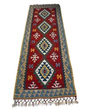 Tappeto runner kilim afgano tessuto a mano geometrico 3" x 8"