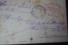 Vecchia cartolina 1915 con timbro CRI XIII treno ospedale. Chiggia-Rovigo.