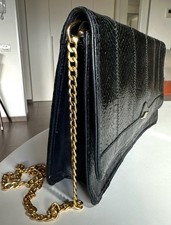 BORSA PELLE SERPENTE PITONE REPTIGLIA ESOTICO EGANTE SIMILE GUCCI-NERO-VINTAG 80