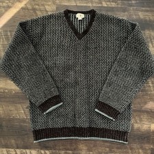 Maglione vintage J Crew 100% lana remi pescatore grosso contrasto scollo a V piccolo