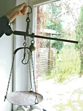 Bilancia antica originale, bilancia pesa pesi completa fino a 10 kg, pezzo da museo