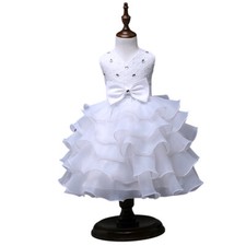 Bambina Abito a Strati Bianco Principessa Pizzo Cerimonia Festa 3-7anni Tutu