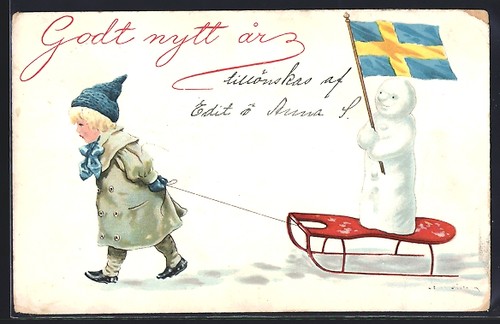 Cartolina bambino tira una