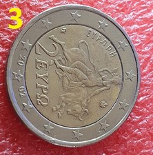 Moneta rara 2 € euro Conio 2002 GRECIA EYPΩ  CON  "S"  ERRORE CONIO DONNA TORO
