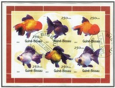 GUINEA BISSAU 2001 ANIMALI PESCI DIVERSI BLOCCO FOGLIETTO Cat.Y.831-836