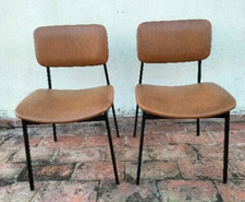 CARMET due Sedie INDUSTRIAL DESIGN  anni 60-70 METALLO E SKAI stile scandinavo