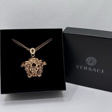 Collana Versace La Medusa Charm Medusa Catena Placcata Oro Nuova con etichette $700