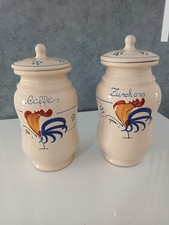 Set 2 Barattoli Caffè Zucchero Terracotta di Grottaglie Maiolica Vintage Gallo