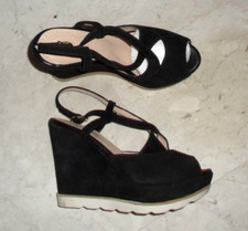 SCARPE MONNALISA SANDALO IN VERA PELLE SCAMOSCIATA CON ZEPPA   Tg 38