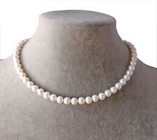 Collana girocollo in perle colore bianco 8mm , Naturale, da Donna