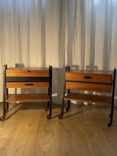 Coppia Comodini con vano da cucito, design scandinavo vintage, anni ‘60