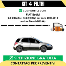 Kit 4 Filtri Tagliando per FIAT Sedici 2.0 D Multijet 4x4 99 kw Diesel 2006-2014