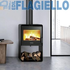 Stufa a Legna Ad Aria 9,8 Kw MONTEGRAPPA ELODIE Acciaio Nero
