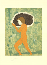 ERNESTO TATAFIORE Ulisse FIRMATO 27,5" x 20" Acquaforte 1974 Verde Contemporaneo Ern