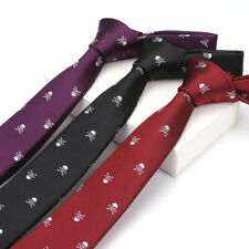 Cravatta slim in poliestere uomo donna teschio skull bianco colori vari