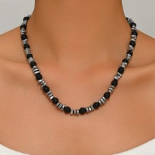 Collana perle pietra nera