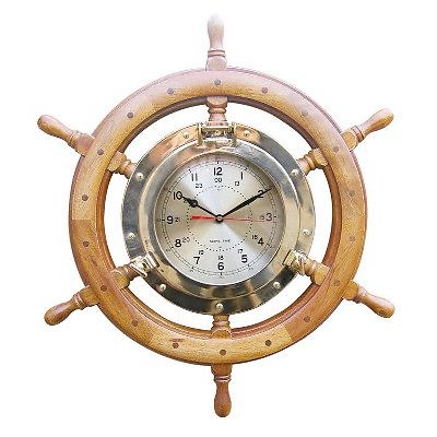 Timone legno con orologio - in,