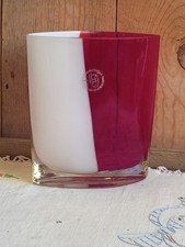 Vaso pesante soffiato a mano artigiani creativi Margie's Garden CA bianco e rosso