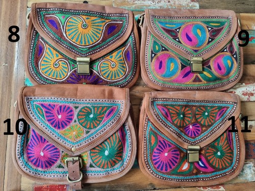 Borsa pelle ricamata fatta - ricamata,