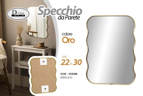 Specchio parete ondulato - , oro