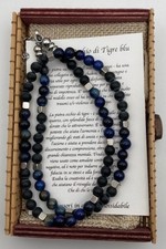 Collana Acciaio Onice Occhio di Tigre Blu