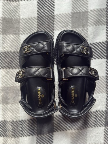 Chanel sandali piatti neri - chanel,