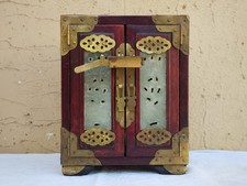 ANTICO SCRIGNO PORTA GIOIELLI CINESE CINA IN LEGNO MASSELLO CON INSERTI IN GIADA