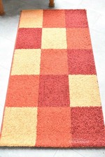 Tappeto Fantasia Quadrati Arancione Marrone Dimensioni 80x150 Cm