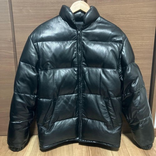 Piumino schott pelle - uomo, nero
