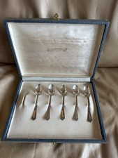 Set 5 Cucchiaini Tè Caffè In Argento 800 con custodia (1 mancante di un set da 6