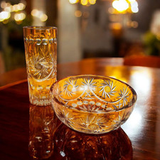 Vaso e ciotola ambra cristallo
