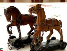 Coppia cavalli tedeschi in pasta  6,5/7cm  Elastolin Lineol  originali