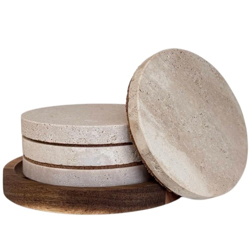 Round natural travertine - 4",