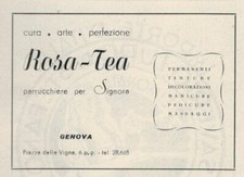 PUBBLICITA' VINTAGE 1949 : ROSA TEA, PARRUCCHIERE PER SIGNORE-GENOVA