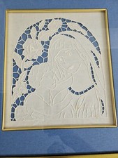 Quadro ritratto Madonna con  cornice uncinetto