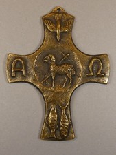 Croce da parete in bronzo •