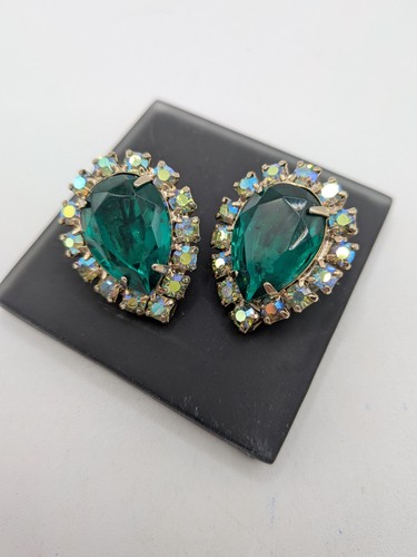Orecchini vintage strass - , verdi