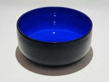 Vaso “Bowl” In Vetro Di Murano Arcade Incamiciato Blu Nero Design Ivan Baj 1990